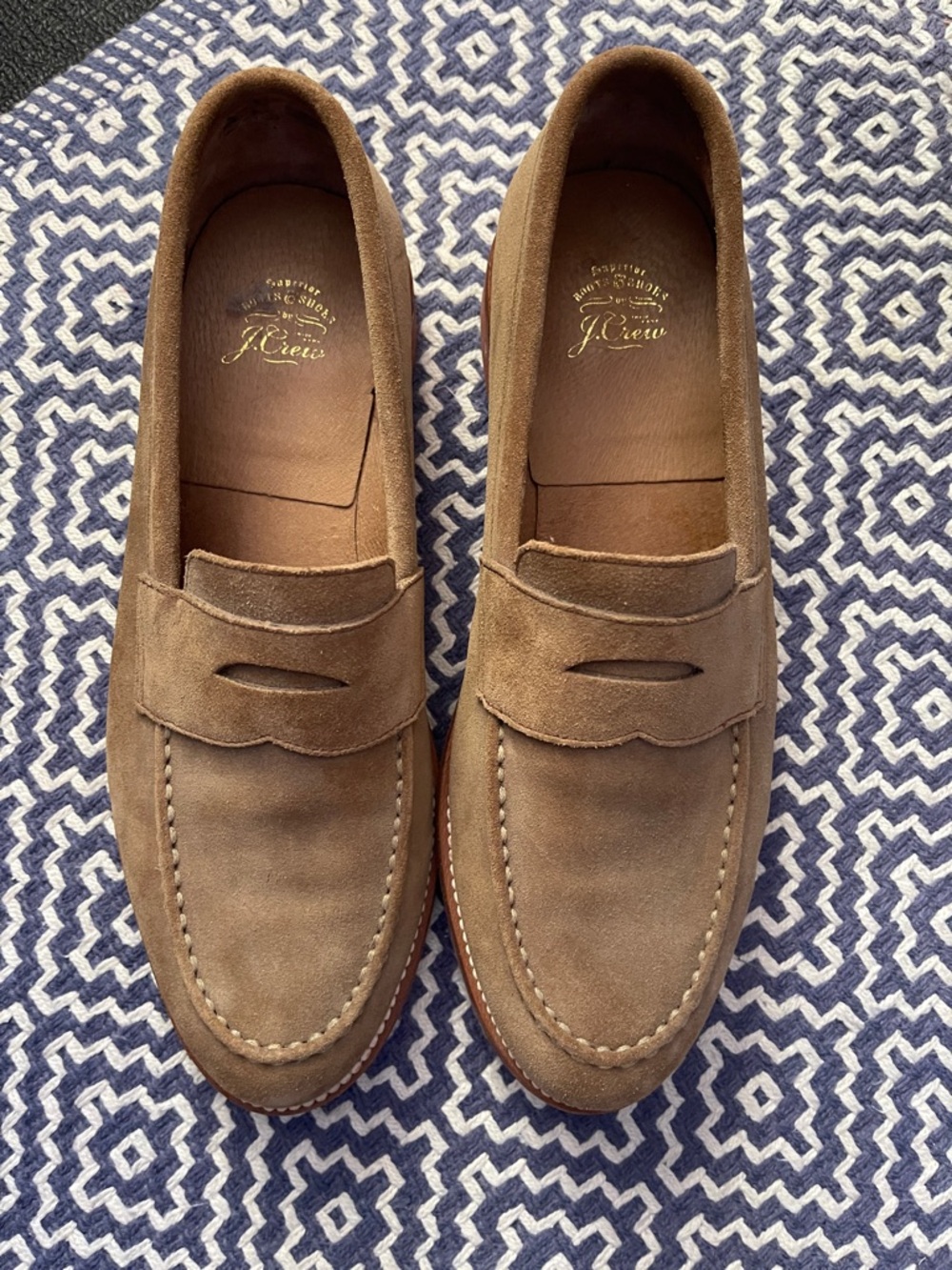 J. Crew Men's Suede Penny Loafers in Taupe Brown